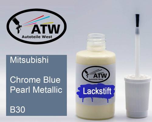 Mitsubishi, Chrome Blue Pearl Metallic, B30: 20ml Lackstift, von ATW Autoteile West.